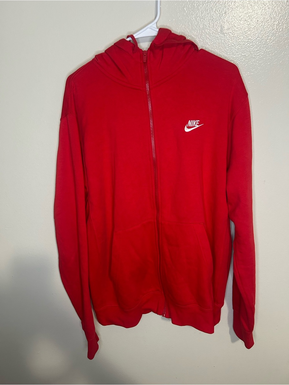 Nike Men’s Red Full-Zip Hoodie Jacket with Swoosh